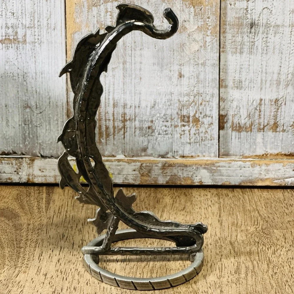 Pewter Look Hanging Tealight‎ Hook Candle Holder 3-D Dolphins Ocean Theme